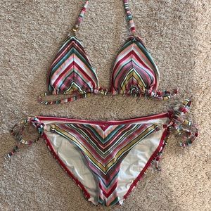Vitamin A Multicolor Striped Triangle Bikini